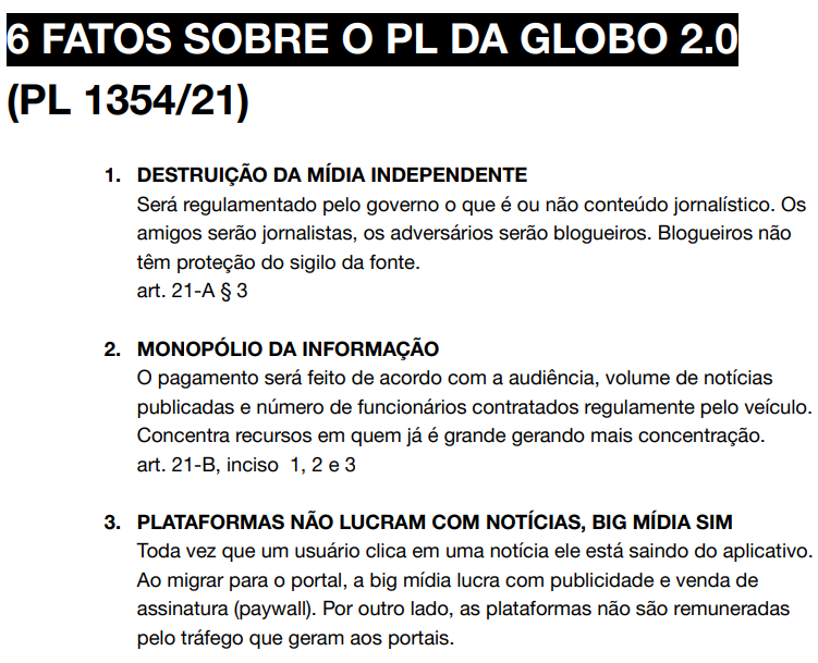 taoquei1's tweet photo. entenda o #PLdaGloboNao e #PLda1354daGloboNao em 6 pontos.
Por que o congresso quer tanto beneficiar a globo???? https://t.co/Ha9W2AlmQ0