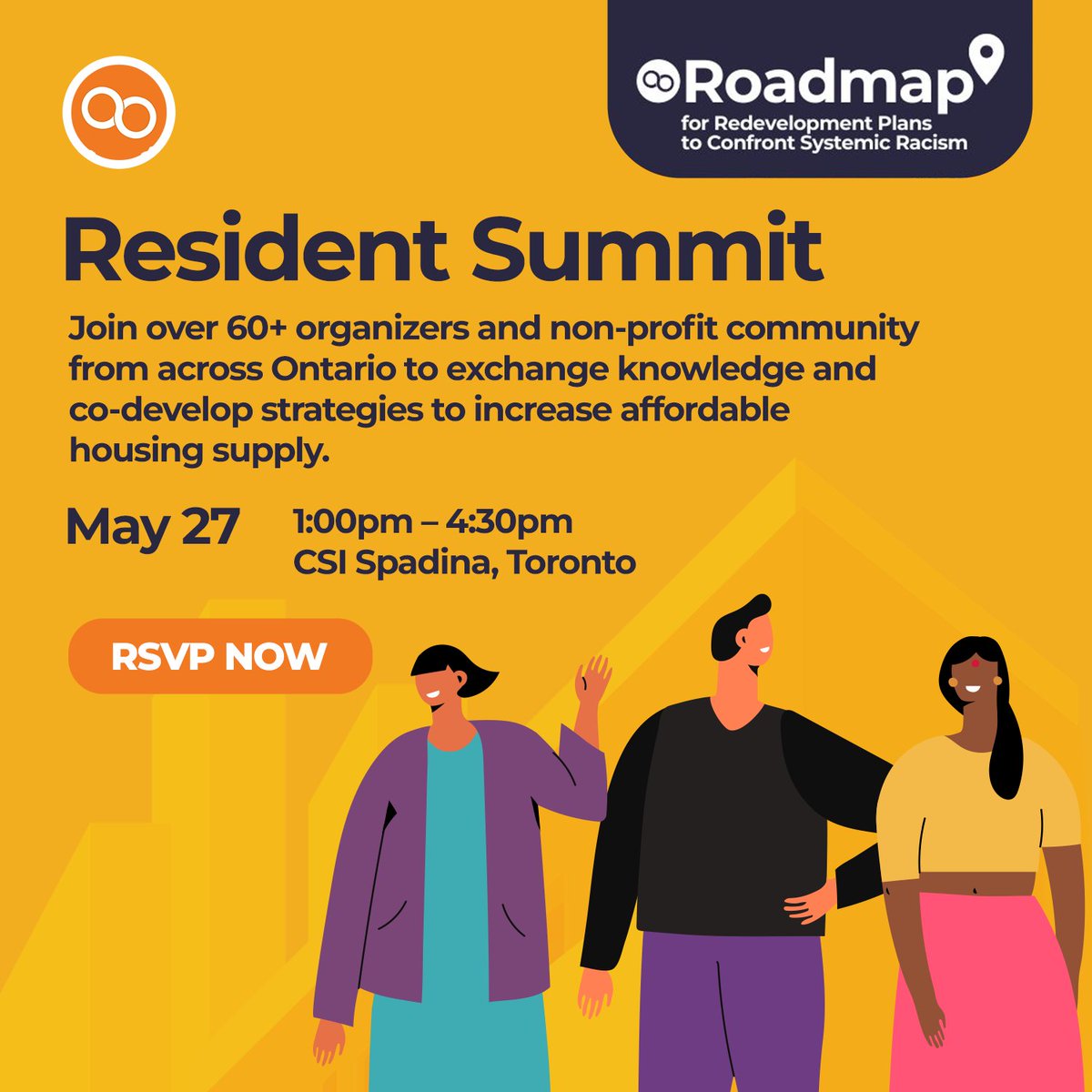 Join @CPPlanning_ and 60+ organizers and non-profit leaders from across Ontario to exchange knowledge and strategies to increase affordable housing supply. When: May 27, 1 PM Where: 192 Spadina Ave. RSVP: eventbrite.ca/e/roadmap-resi… #communitybenefits #affordablehousing
