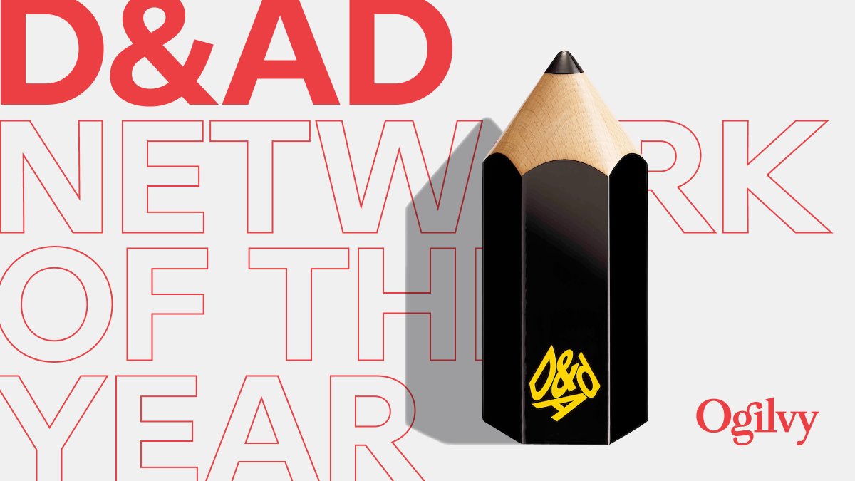 We are proud to be <a href="/dandad/">D&AD</a>'s 2024 Network of the Year!

42 impactful campaigns, many for our biggest brands, from 25 offices across our network were honored. Thank you #TeamOgilvy for proving that #BorderlessCreativity has the power to change the world. okt.to/pkyuU6