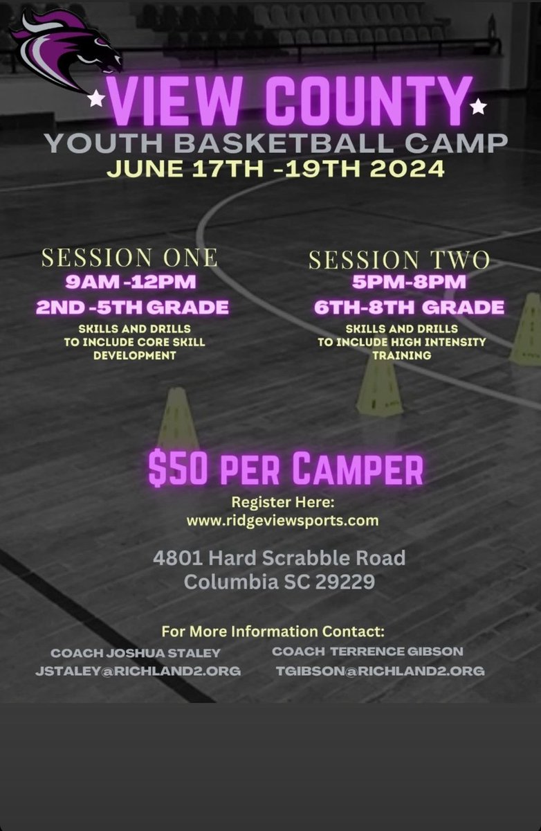Register your youth now for View County Youth Basketball Camp! RidgeViewSports.com