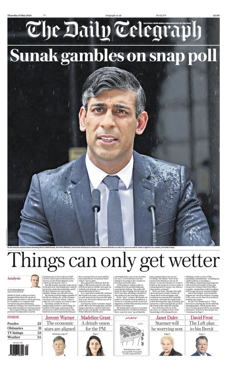 You know it’s bad when the Telegraph headline is indistinguishable from a Private Eye headline: