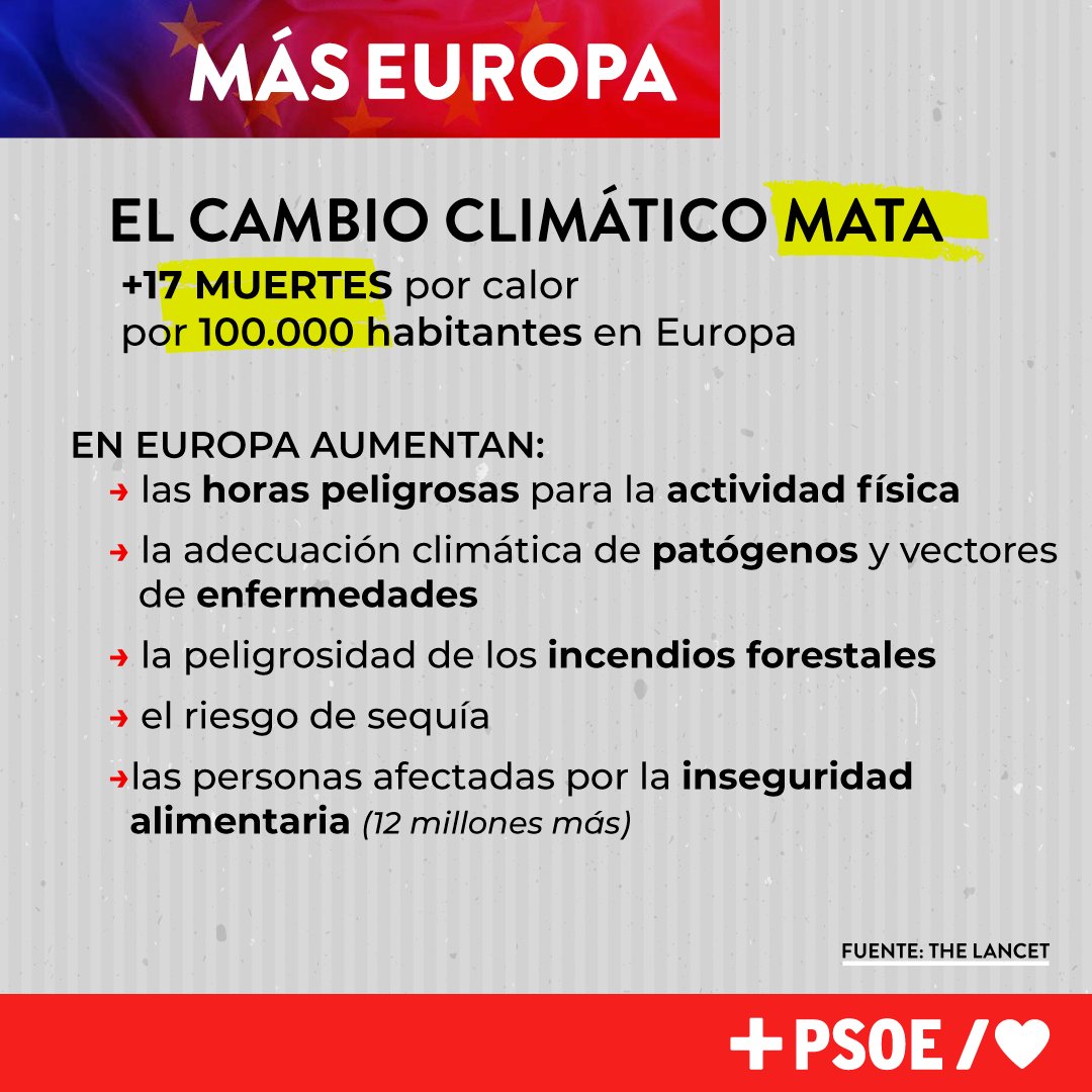 La vida de los ciudadanos europeos está en peligro. El PSOE y @Teresaribera pueden ayudar a Europa a seguir actuando contra las terribles consecuencias del cambio climático. 📺 Hablamos de este y muchos más temas en el #ObjetivoEuropa de @laSextaTV #MásEuropa