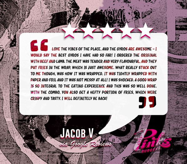 pinksburgers's tweet photo. We're so glad you enjoyed, Jacob π Thank you for your support, we're looking forward to seeing you again!!
#Review #5Star #HamiltonRestaurants #Burger #Fries #Gyro #LocalBusiness #McMasterU #HamOntEats #UGC #EatMorePINKS https://t.co/McTluiMBDy