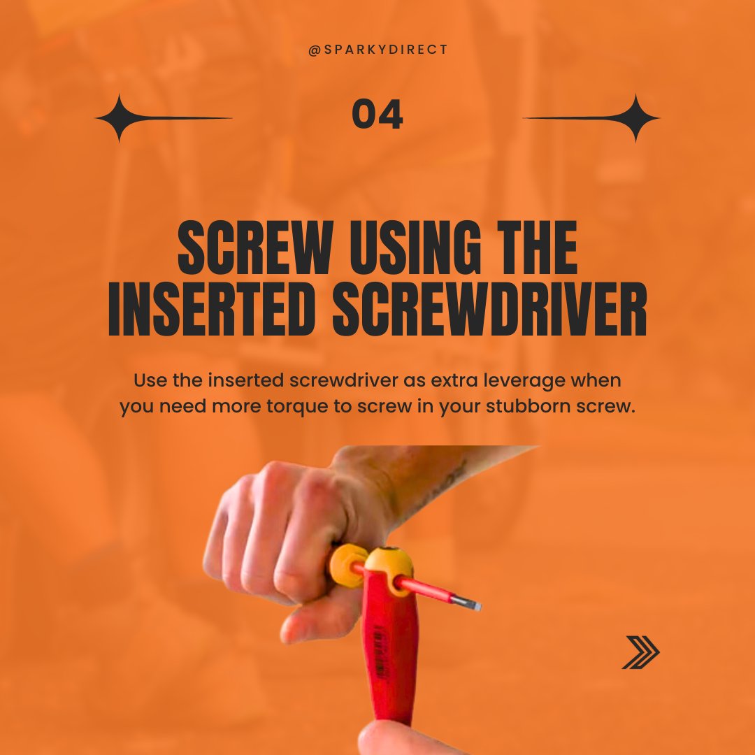 Sparkydirect's tweet image. This must-try hack could be the answer to your everyday screwdriver struggles. Did you already know this hack? - let us know in the comment section! 👌✨
.
.
.
#sparkydirect #Tools #electricalwholesale #tool #hack #lifehack #tip #trick #screw #screwdriver #driver