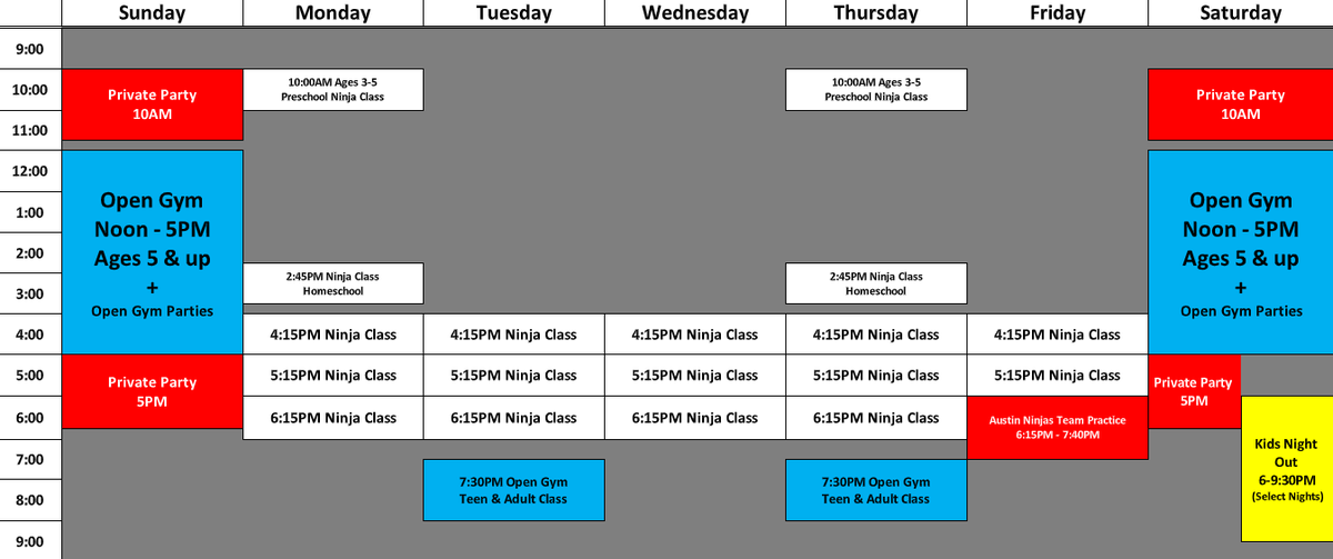 AustinNinjas's tweet photo. School Year Schedule: https://t.co/cQb6bzQRM4