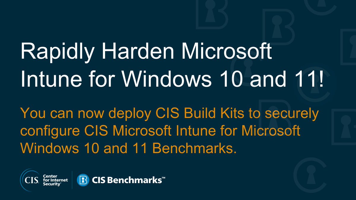 CISecurity's tweet image. CIS Build Kits enable rapid implementation of #CISBenchmark recommendations. Users can now configure #MicrosoftWindows 10 and 11 Benchmarks via Microsoft Intune! bit.ly/49sRiC5 #CISBenchmarks #configuration #cybersecurity