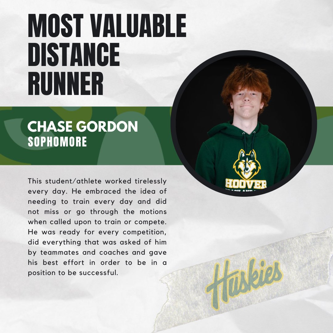 The 2024 Hoover Track and Field Most Valuable Distance Runner Award recognizes…🥁

▪️Chase Gordon