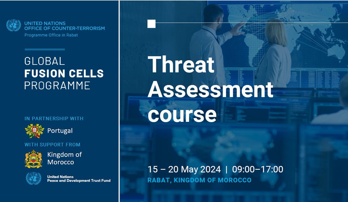 .@UN_OCT's “Threat Assessment” course empowers analysts with the tools to identify, analyze & mitigate threats effectively. The Global #FusionCells Programme & #Portugal successfully delivered the course to participants from 🇦🇴🇨🇻🇬🇶🇬🇼, supported by #Morocco 🇲🇦 & #UNPDF