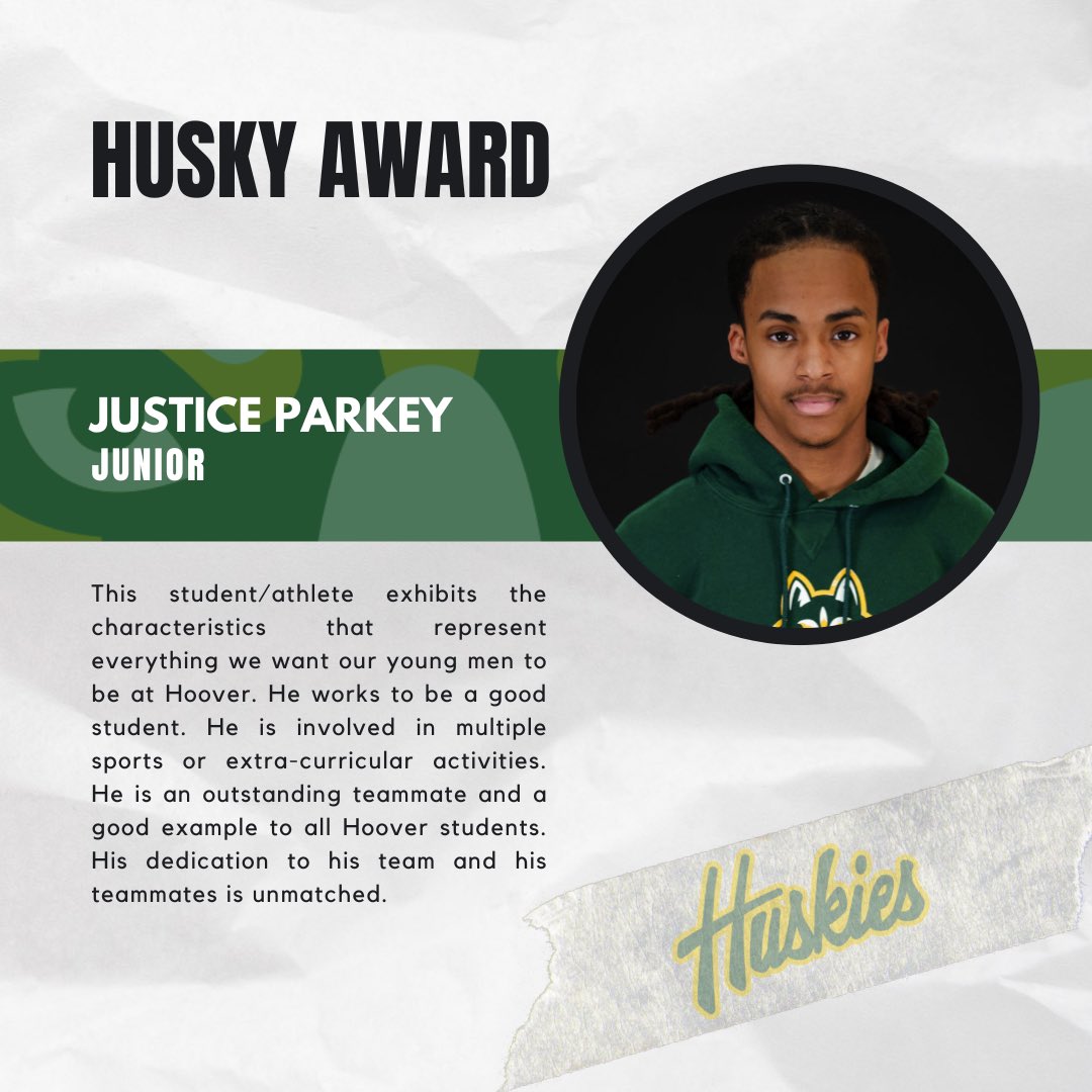 The 2024 Hoover Track and Field Husky Award recognizes…🥁

▪️Hushindi Abwe

▪️Gabe Polich

▪️Justice Parkey