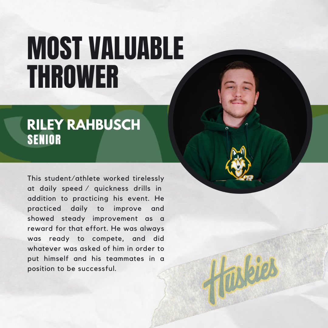 The 2024 Hoover Track and Field Most Valuable Thrower Award recognizes…🥁

▪️Riley Rahbusch