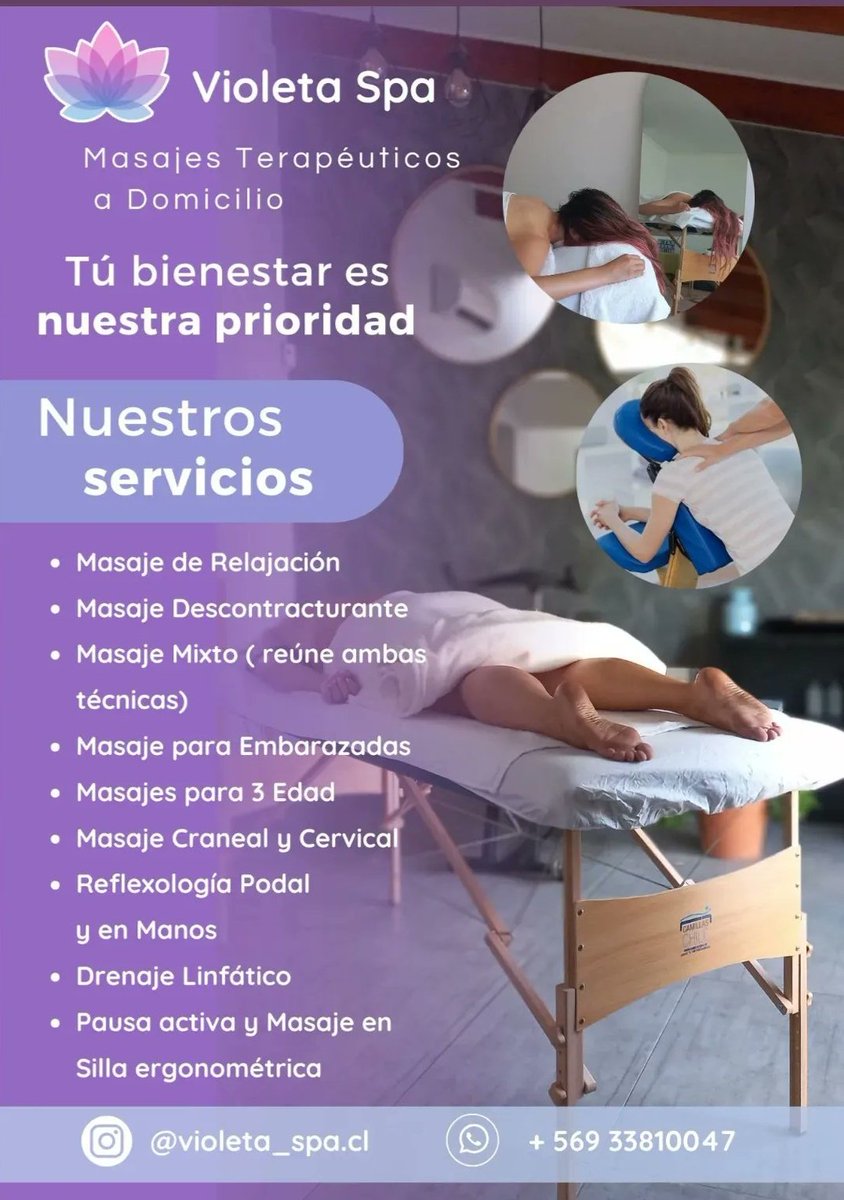 Hola ¿ Cómo están?
Actualmente me dedico a realizar Masajes Terapéuticos a Domicilio ( comunas de Santiago)

te agradecería un montón que puedas dar RT a esta publicación  para que más personas sepan de mi, muchas gracias ✨️

Hablemos por whatsaap 
wa.me/message/7COJD5…