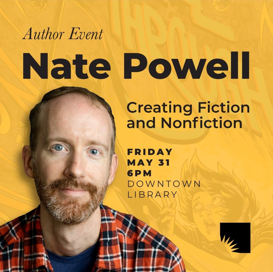 I'm super excited for this @Nate_Powell_Art event at @aadl ! The best part is that I can bike there!