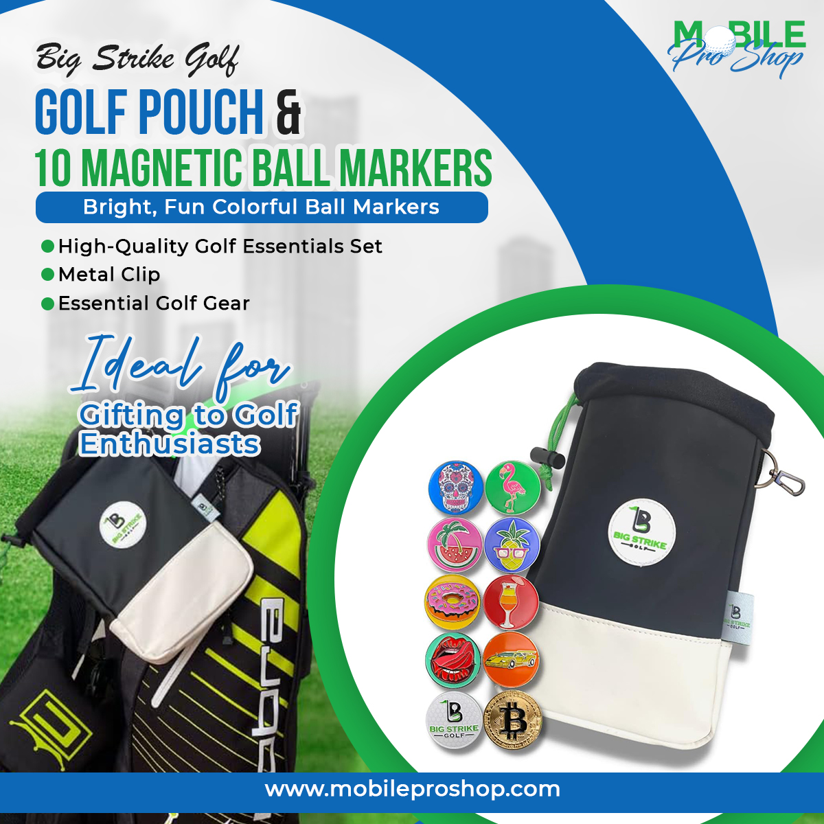 Big Strike Golf - Golf Pouch and 10 Magnetic Ball Markers. Bright, Fun Colorful Ball Markers. Golf Accessories Top Pick. (Golf Pouch + 10 Magnetic Ball Markers)
#BigStrikeGolf #GolfPouch #MagneticBallMarkers #GolfAccessories #StylishMarkers #GolfGear