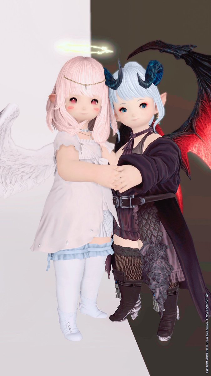 実は仲良しな天使と悪魔👼😈✨️ #おはララ #FF14 #ゆくもふ