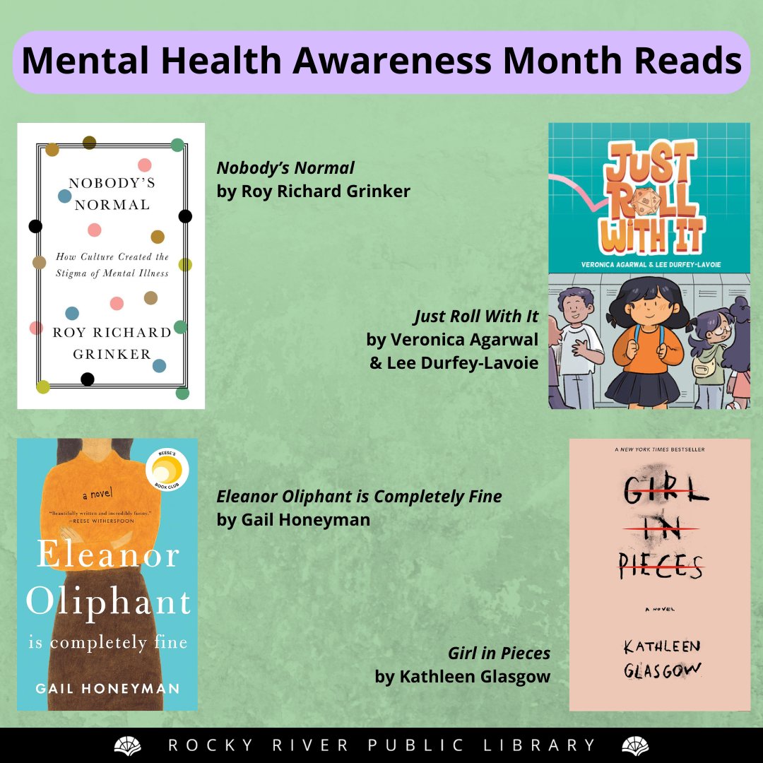 May is Mental Health Awareness Month and we have a few recommended reads! If you or someone you know is struggling, call or text 988 for help. #mentalhealthawarenessmonth💚#mentalhealthmatters #books