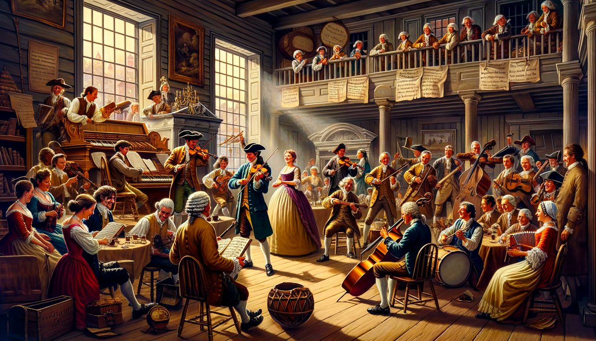 Early American music was a rich tapestry of influences from England, Scotland, Ireland, Germany, Italy, and France. From ballads to dance tunes, this cultural blend shaped our musical heritage. 🎻🎶 #ColonialMusic #EarlyAmericanMusic #FolkTraditions #MusicalHeritage