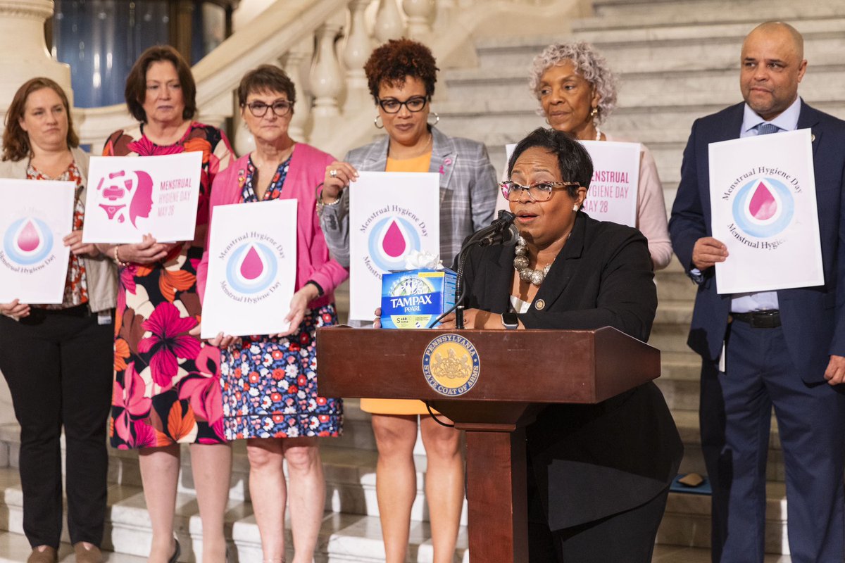 RepMcClinton's tweet photo. A terrific #TamponTuesday in the #PaHouse with my friend CEO @lynette_medley &amp; her daughter COO Nya McGlone of #nomoresecretsmbs! It was great to welcome her team to the Capitol w/ @RepDarisha &amp; @RepHillEvans to celebrate #MenstrualHealthAwarenessMonth &amp; fight #PeriodPoverty 💓 https://t.co/6skyQJTep1