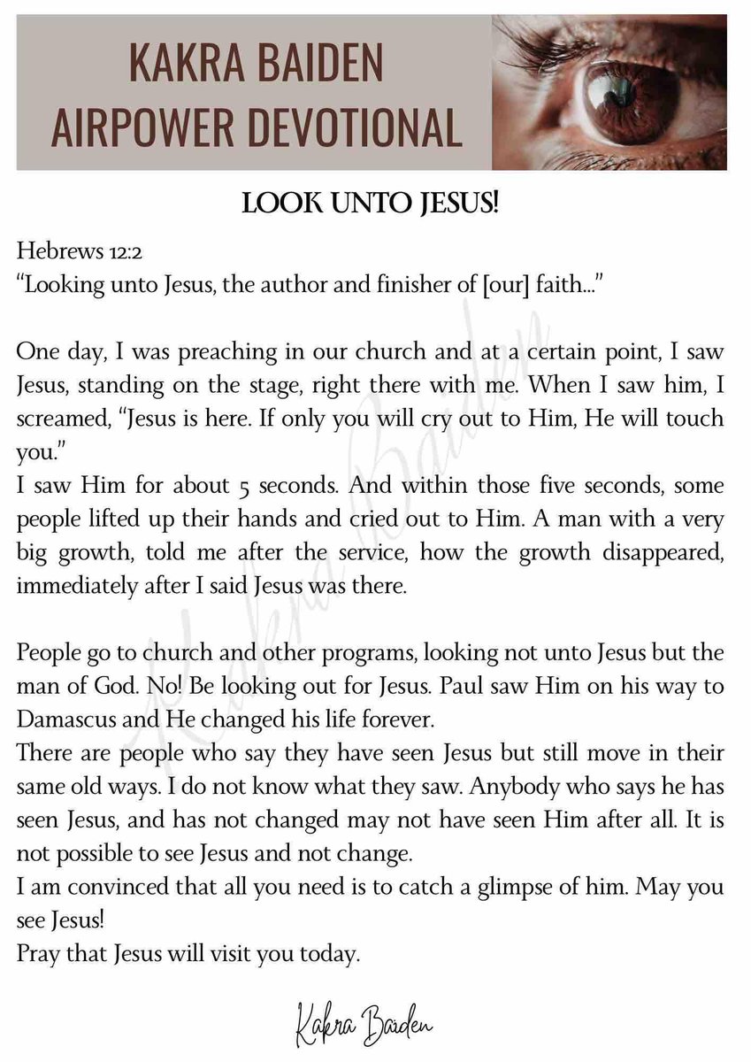 LOOK UNTO JESUS

#kakrabaiden #devotional #daily #retweet