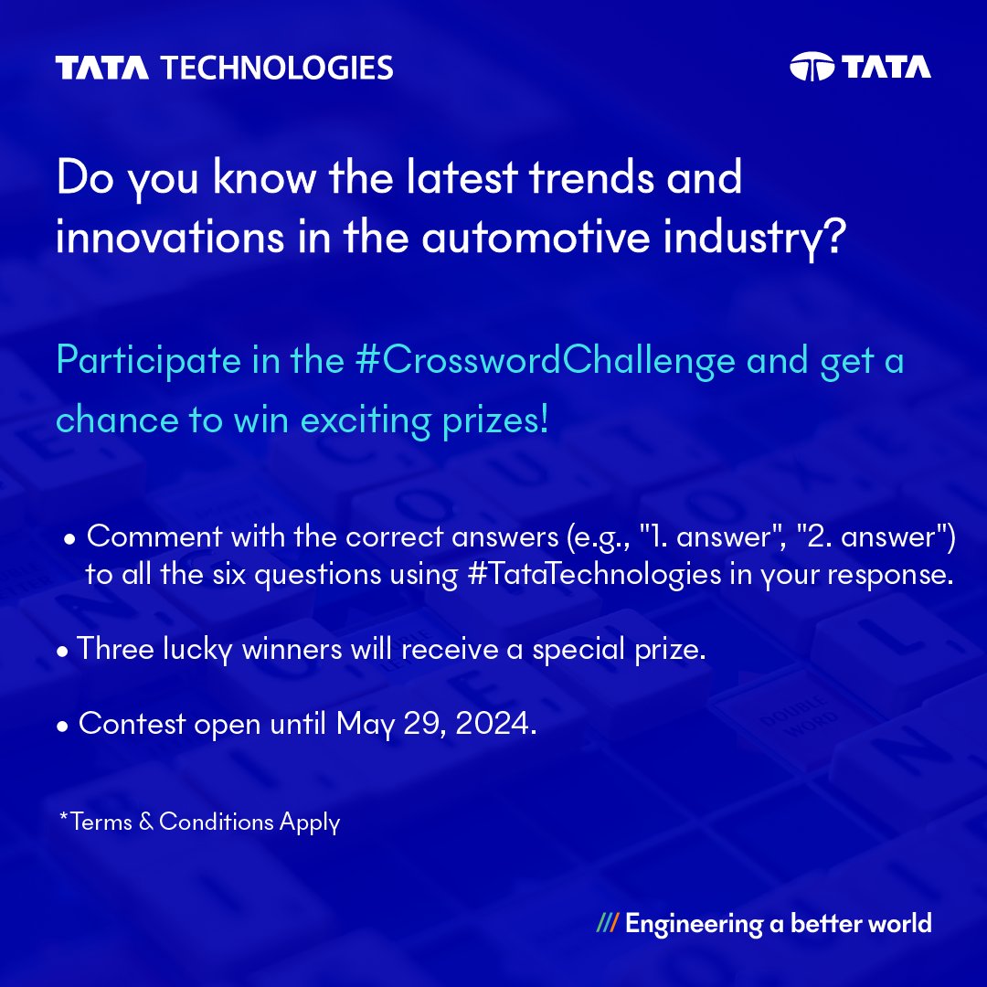 #ContestAlert -🔍🚗Ready to take the #electricvehicle #crossword challenge?

Think you know everything about #electricvehicles and #automotive tech? Put your knowledge to the test and join our #crossword challenge 🚘. Whether you're an EV enthusiast or just curious about the