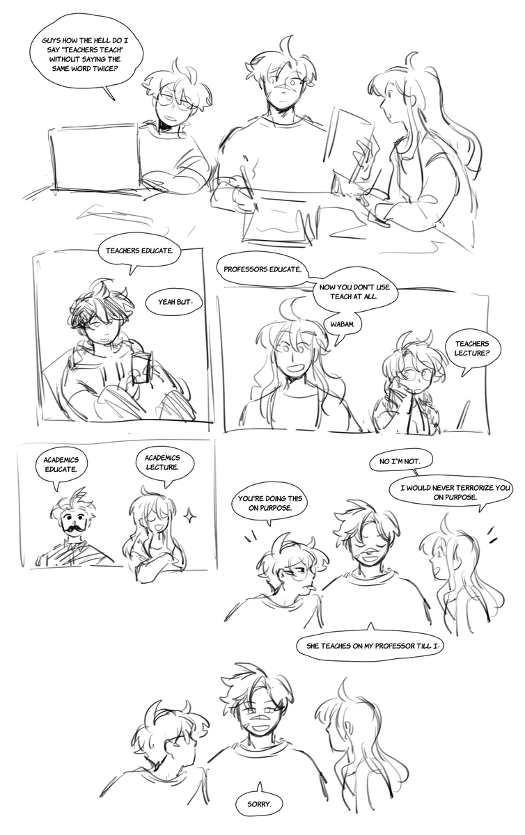 [Day 317]
It is that time of the year im suffering with essay writing. Then i remembered i can also put them through the suffering. Then I remembered this conversation happened yesterday in @HotGuyComicZine  LMAOSDOAJWEHIAWH

#dddaily4sherin