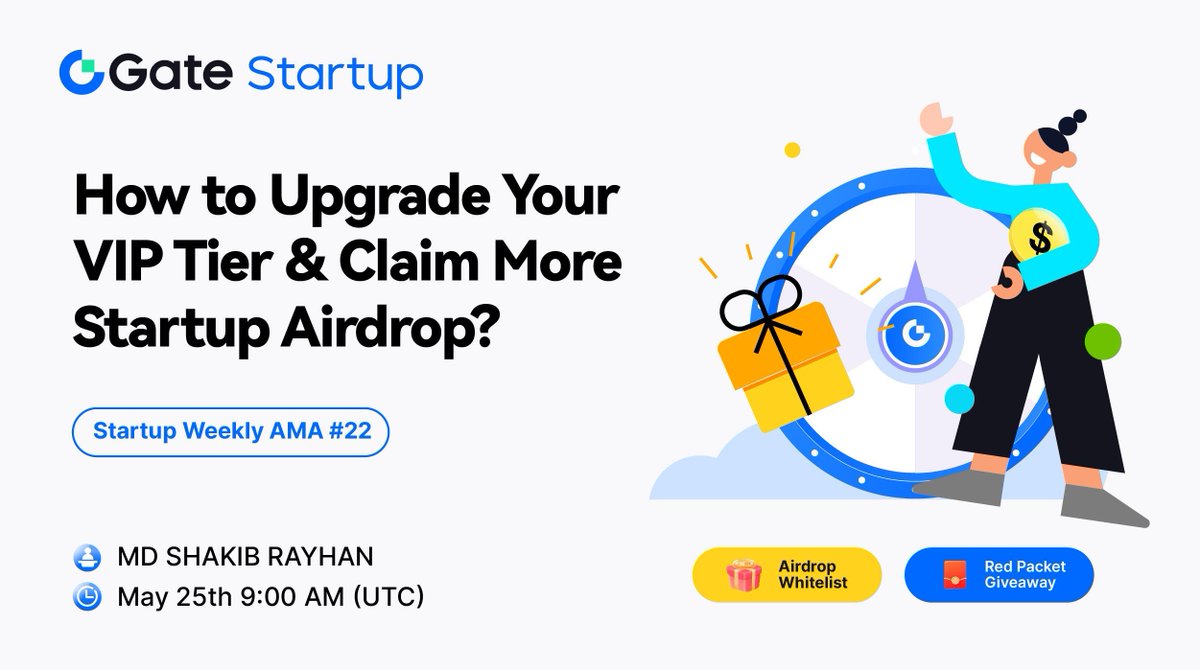 🎉 Startup Weekly AMA Giveaway! Win Airdrop Whitelist Now! How to enter: ✅Follow @Gateio_Startup ✅Rt & Tag 3 friends with #GateioStartup 🏆Prize: Airdrop whitelist(500 Startup Stars) 1 winner ⏰ 9AM, May 25th(UTC) 🔔 Set AMA reminder: gate.io/live/video/5d9…