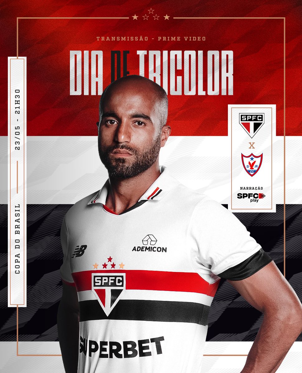 Hoje tem São Paulo! É #DiaDeTricolor na Copa do Brasil! ⚽️ São Paulo x Águia de Marabá 🏟️ MorumBIS 📍São Paulo (SP) ⏰ 21h30 🏆Copa do Brasil (Terceira fase) 📺 Prime Video 🎙️ SPFC Play #VamosSãoPaulo 🇾🇪