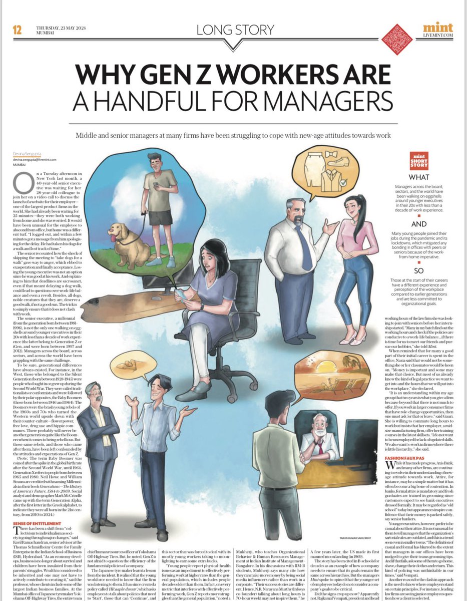 A senior exec in NY waited for a junior to join a call who was late because his dog needed a walk. A Japanese firm is worried why juniors are plain absconding from morning meetings. An Indian bank is unsure if telling younger lot to dress formally is crossing the line…(1)