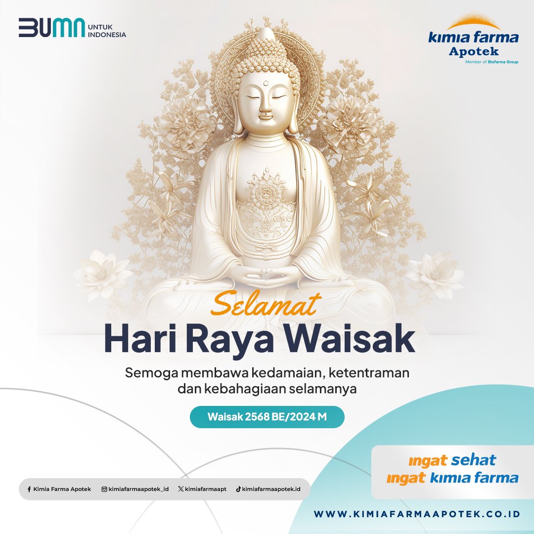 Kimiafarmaapt's tweet photo. Selamat Hari Raya Tri Suci Waisak 2568 BE/2024 M  😇🙏🏻

Semoga kita semua bisa bebas dari belenggu diri sendiri dan bisa hidup dalam kedamaian dan kebahagiaan yang penuh ketentraman ❤️

---------------
#KFA #KimiaFarmaApotek #IngatSehatIngatKimiaFarma #apotek https://t.co/tDrTD9HJ3B