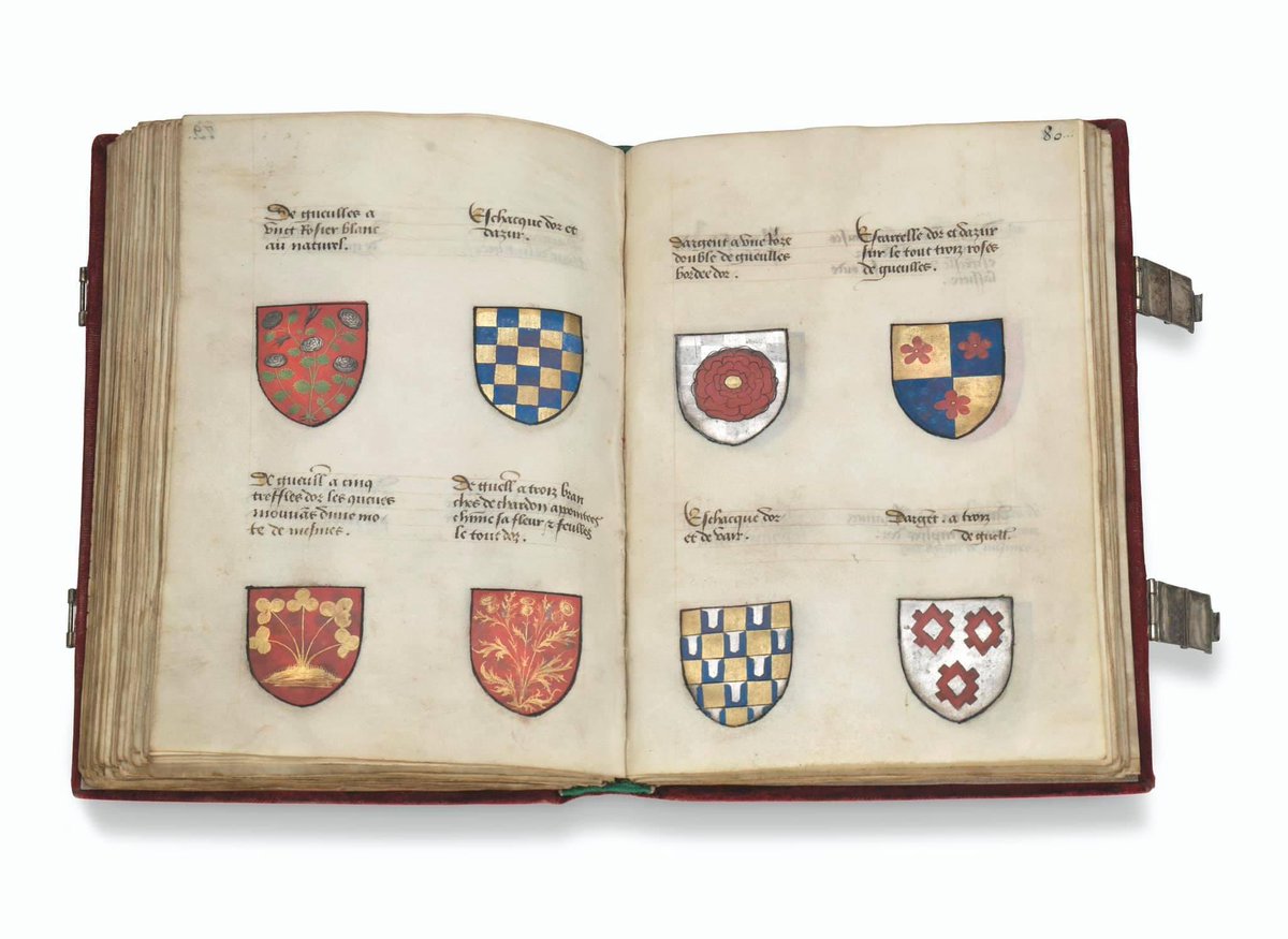 #ThrowbackThursday Heraldic manual with armorial of the French nobility & Arthurian knights Anonymous French or Flemish artist Late 15th Century instagram.com/p/C7S4dEKITjM/… #Manual #HeraldicManual #CoatofArms #Handbook #FrenchCoatofArms #French #Flemish #History