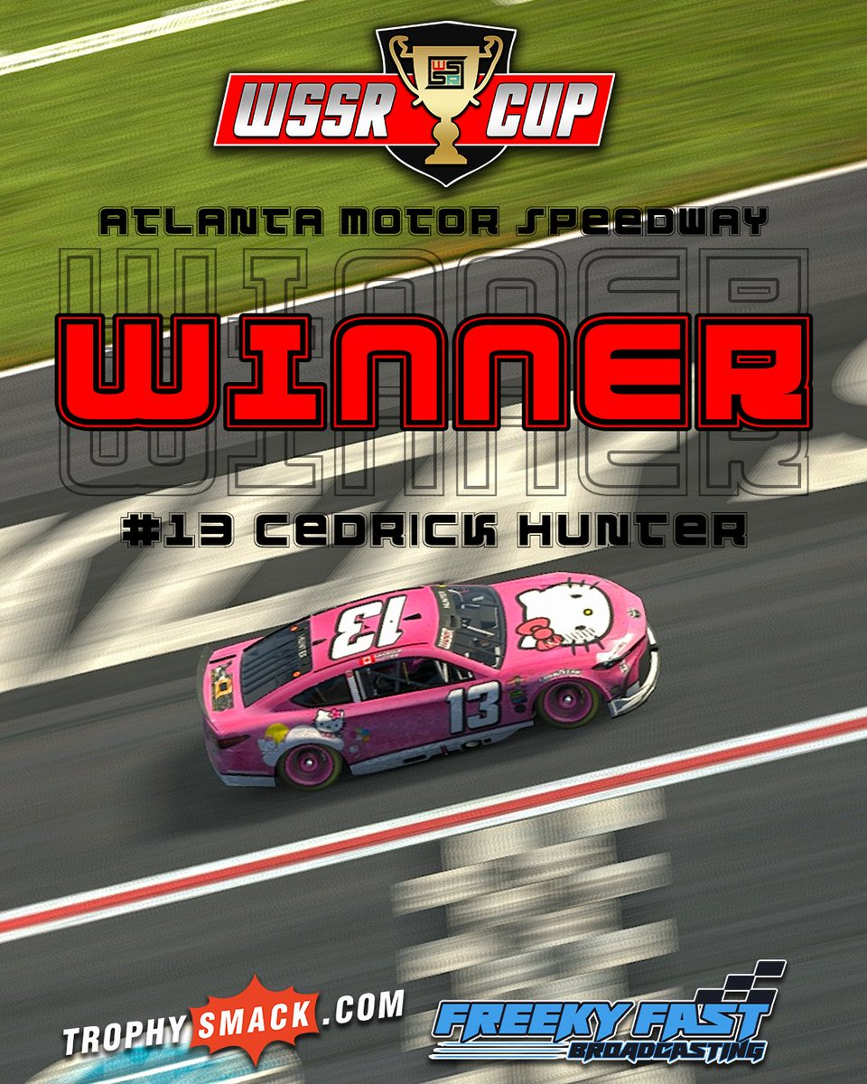 Another season opener win for the #13! Cedrick Hunter places himself in the right spot as he got a push from his teammate, and Cedrick Hunter WINS the Trophy Smack 225 at Atlanta!

#iRacing | #ChasingTheTrophy | <a href="/TrophySmack/">TrophySmack</a>
