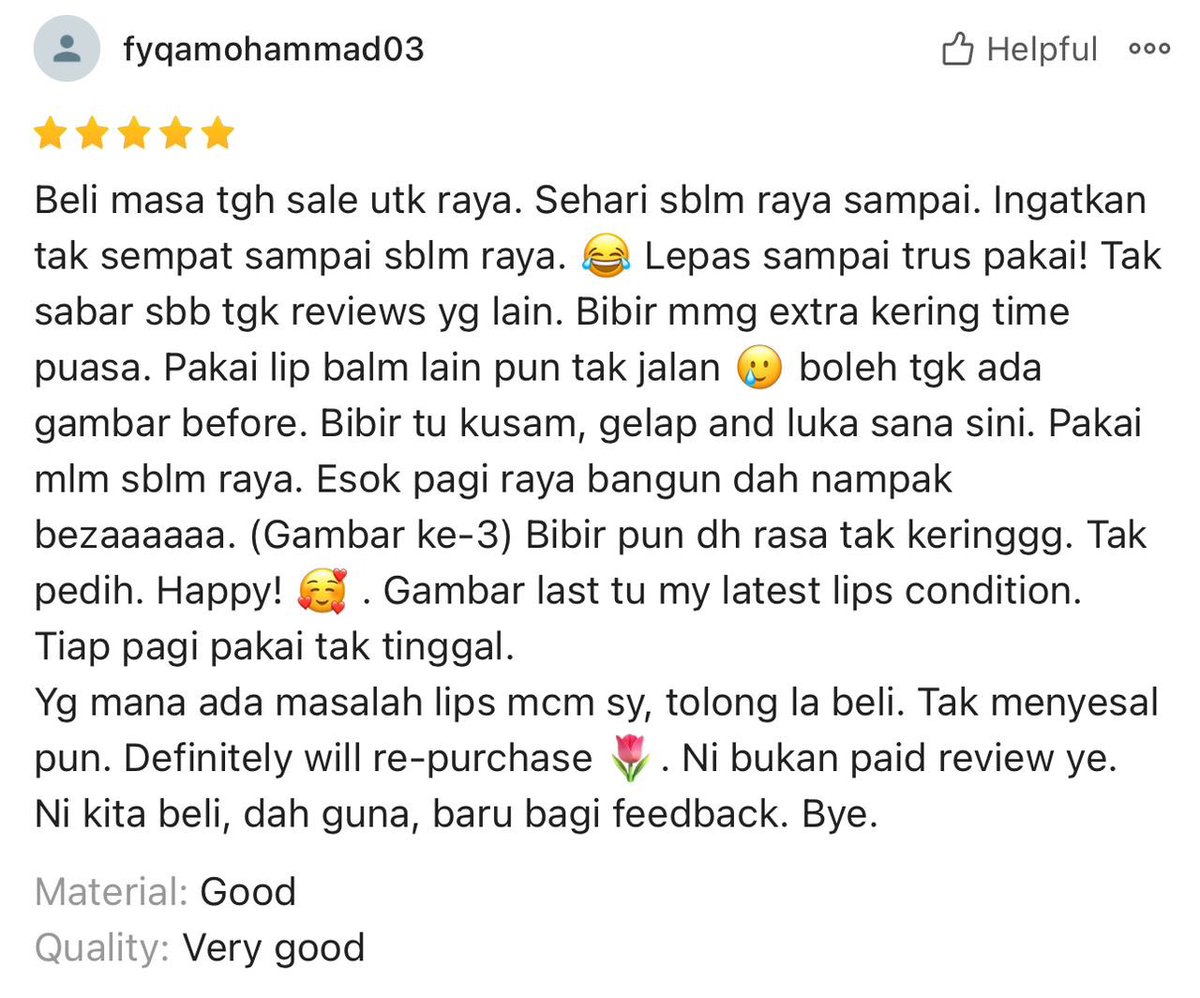 Lepas baca review, lagilah i yakin nak share lip serum ni dekat korang 👇🏻

🔗 s.shopee.com.my/3VOWx8gqp9