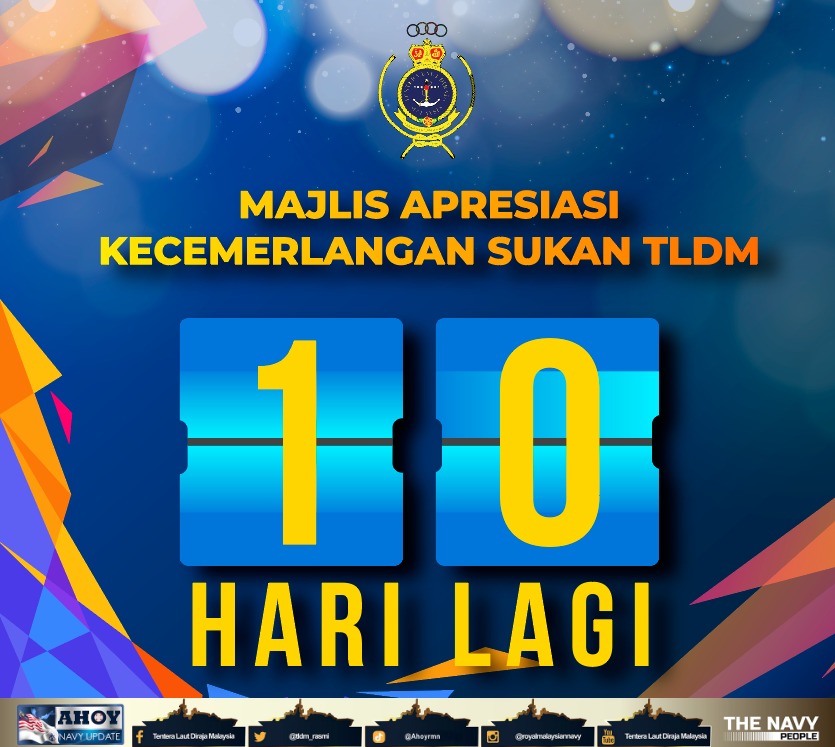 tldm_rasmi's tweet photo. Semakin hampir!
Acara yang meraikan kecemerlangan warga #NavyPeople dalam sukan akan diadakan pada 2 Jun 2024 di KD PELANDOK, Pangkalan TLDM Lumut.
#FitNavy
#ISG14
#TLDM90
#SediaBerkorban https://t.co/jCsR9yJV9l