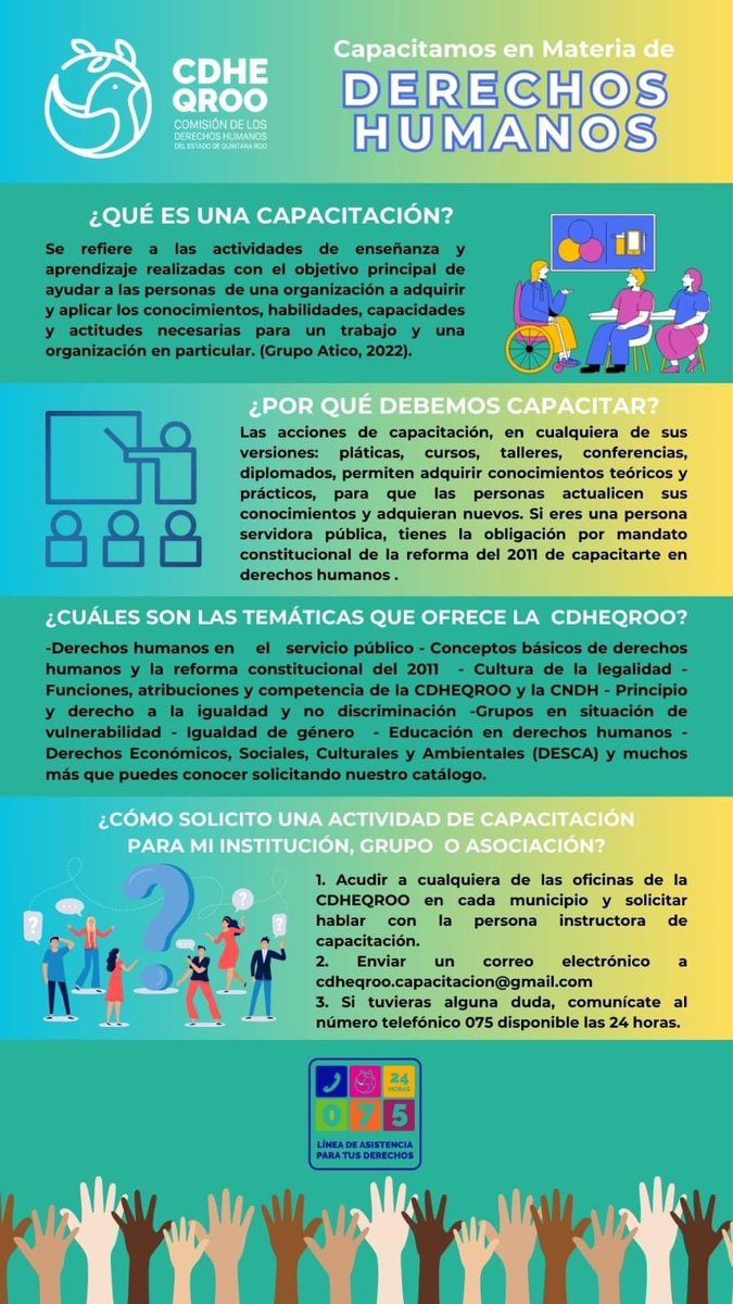 ArmandoMdzaMx's tweet photo. ¿Eres parte de una empresa, institución, organización civil y te interesa capacitación en #DDHH?
Contamos con cursos y talleres que imparte nuestro Instituto de Formación Especializada en Derechos Humanos. 
Escríbenos al correo cdheqroo.capacitacion@gmail.com 
@cdhqroo https://t.co/BABRuK1iQg