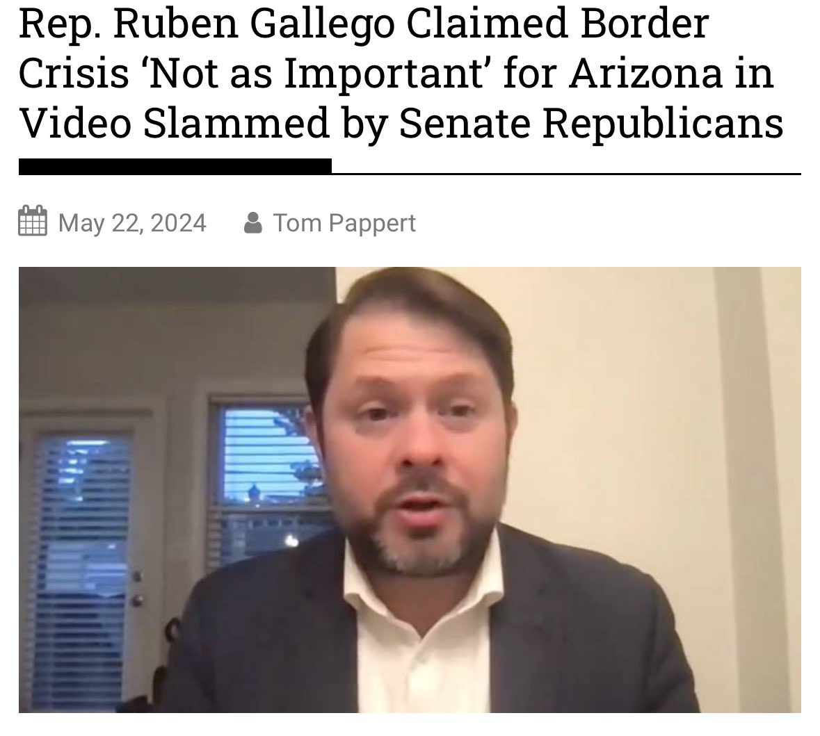 Hidden behind the safety of his computer screen, @RubenGallego told a virtual town hall that the crisis at our border is “not as important” to Arizonans. Clearly, Ruben hasn't talked to many Arizonans. This is the #1 issue, & Ruben's deliberate CHOICE to help @JoeBiden open