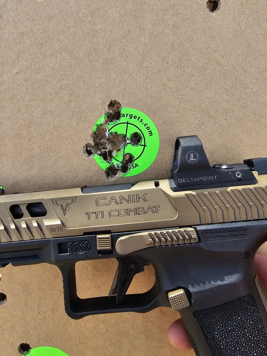 Did a little sighting in with the #canik #tticombat and the old school #leupold #deltapoint
I think it's a pretty accurate gun! 20 rounds at 10 yards! 
#accurate #canikusa #9mm #gearguide