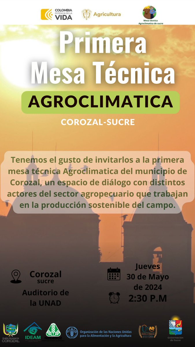 En el municipio se Corozal (Sucre) se realizará el día 30 de mayo, la primera mesa tecnica Agroclimatica Los esperamos, todos cordialmente invitados. @Fedegan @jflafaurie #OrgullosamenteGanaderos