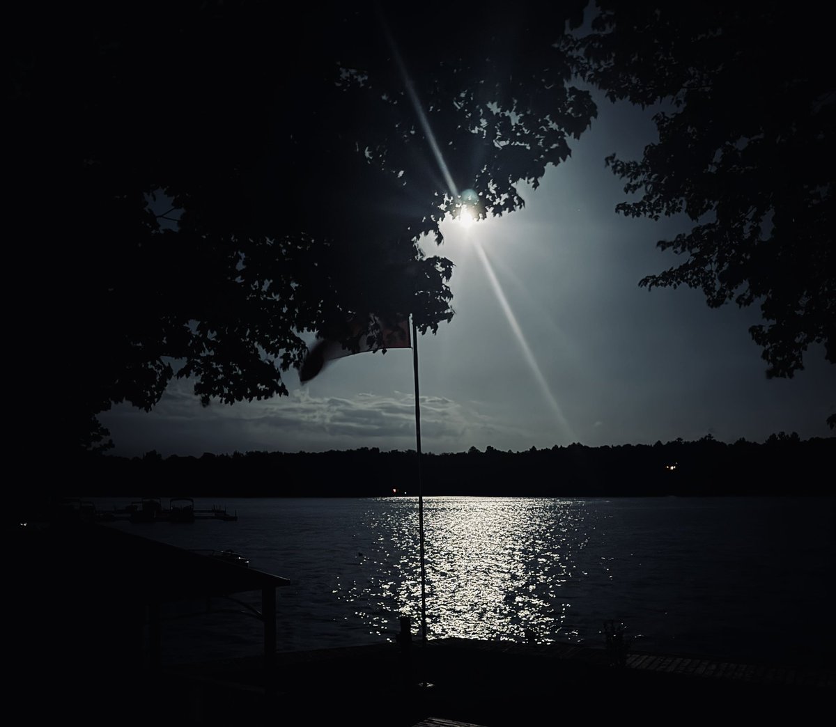 Moon shining brightly on the lake tonight. #cottagelife