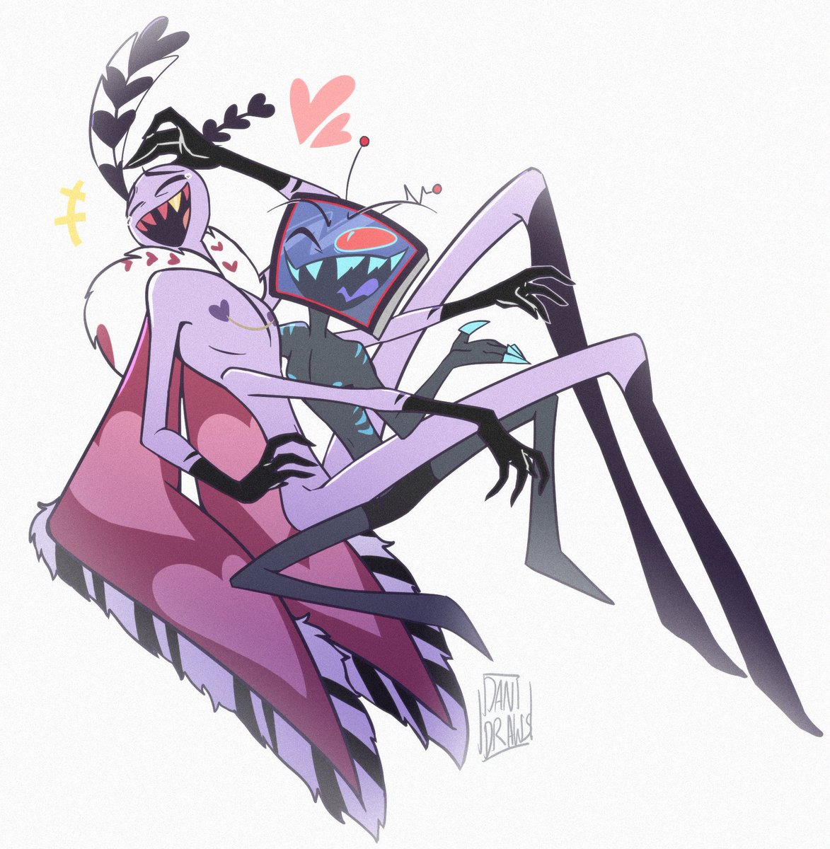What are they so laughy about? 🤨🫵 #HazbinHotel #VoxVal #Staticmoth