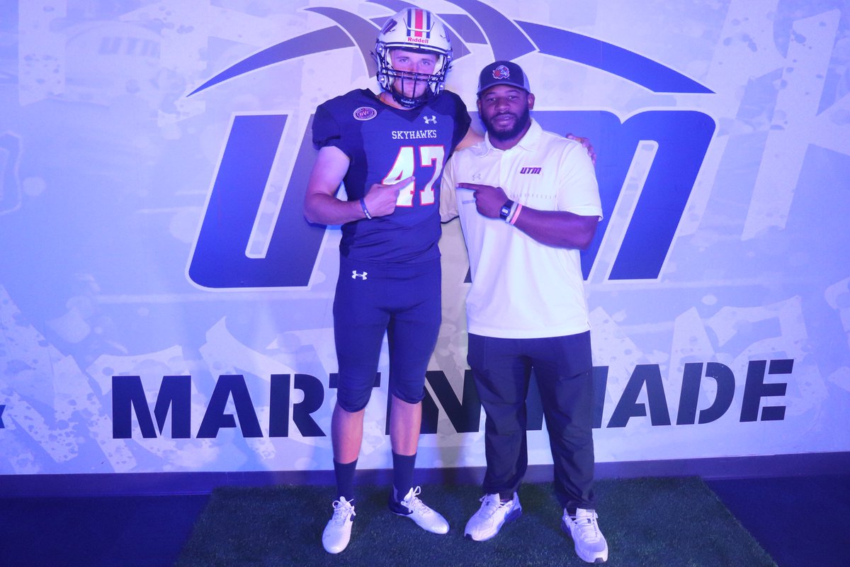 After a Great Visit to the University of Tennessee at Martin and talking with @Coach_JSimpson I’m excited to say that I have committed to play on scholarship for @UTM_FOOTBALL #LetsFly #SkyhawkNation @coachTJ_UTM @_Mike_McCabe @OneOnOneKicking @thedawsonzim @PortalDiamonds