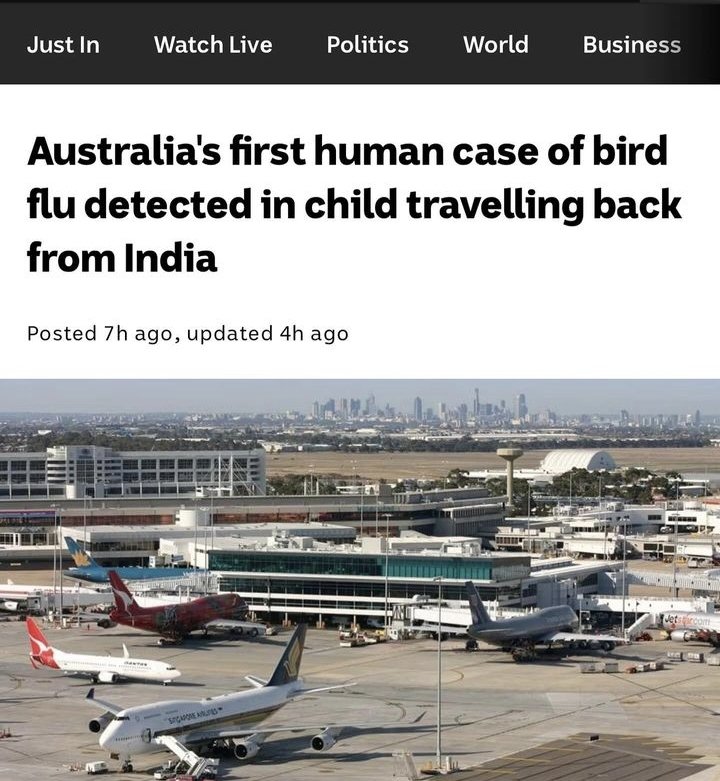 Vic Aus 🇦🇺 Here we go again.. Wowsers 👀 The well worn script gets another run, now a Passenger from a flight ✈️ from India is 'Infected' with 'Bird Flu'...This is literally insane, I think this story may be about to blow 🐔