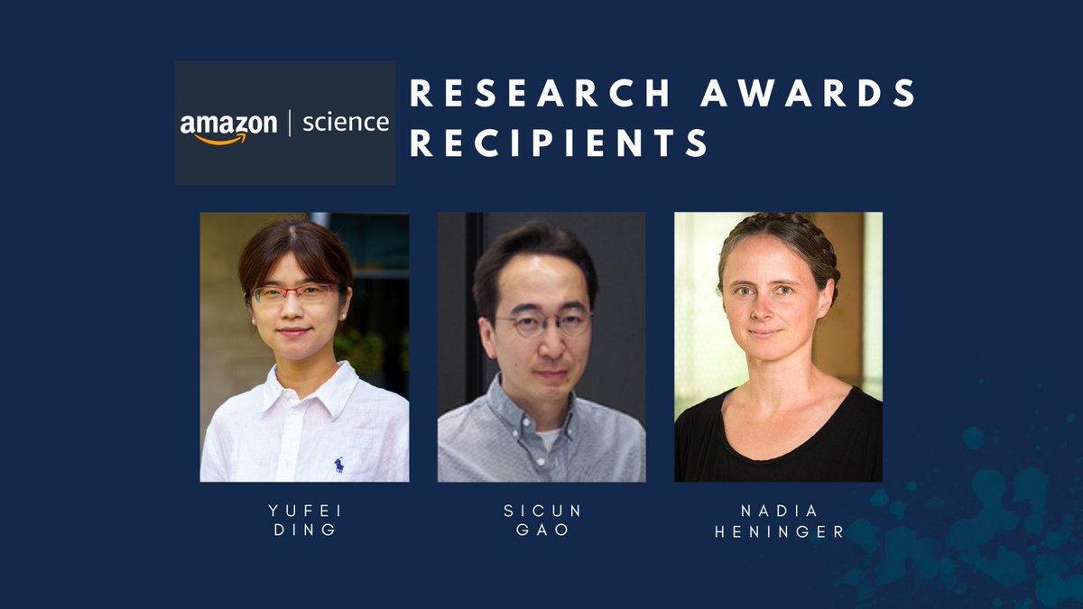 Congrats to @UCSanDiego computer scientists Sicun Gao, @creamyoki, and Nadia Heninger for being among the 98 recipients of the @AmazonScience Research Awards, which provide funds to support academic researchers in multiple disciplines. 👏🎉 Learn More: tinyurl.com/5e8wawx5