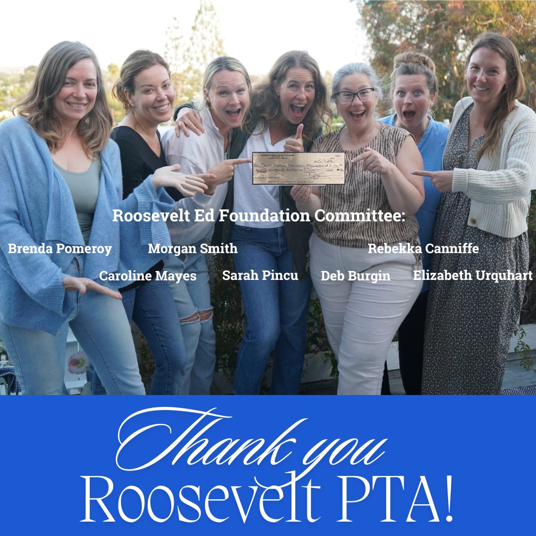 🌟 A huge shoutout to the @roosevelt_pta and its awesome leadership! 🌟 Your partnership and incredible generosity helps all SM students soar with your generous $10K gift! In these challenging times, your support means everything. 🙌💙 #CommunityStrong #ThankYou #TogetherWeThrive