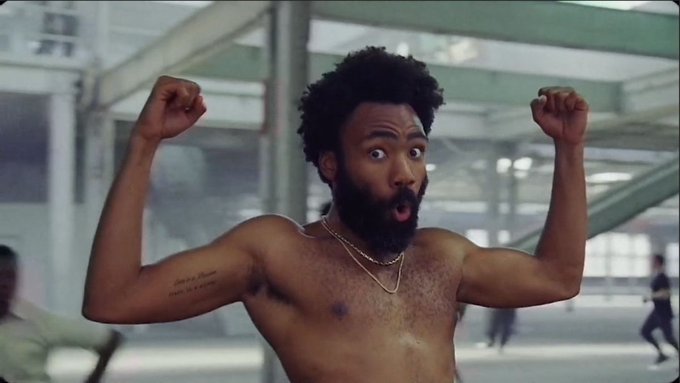 Today in 2018, Childish Gambino's 'This Is America' debuted at #1 on the Hot 100 (@donaldglover).

The song addressed gun violence, systemic racism and more & made history with 4 GRAMMY wins.