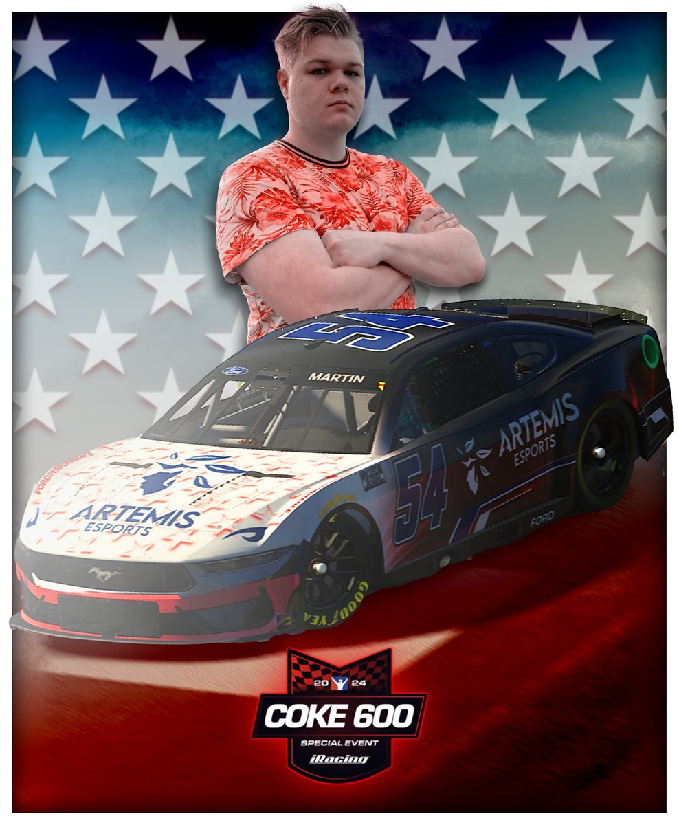 For The Second Year In A Row, I Will Be Attempting To Run The Coke 600 in Back To Back Splits on Thursday, May 23rd in this Beautiful @EsportsArtemis Patriotic Scheme for Memorial Day! Action Starts Thursday at 2:45pm EST 🇺🇸📷