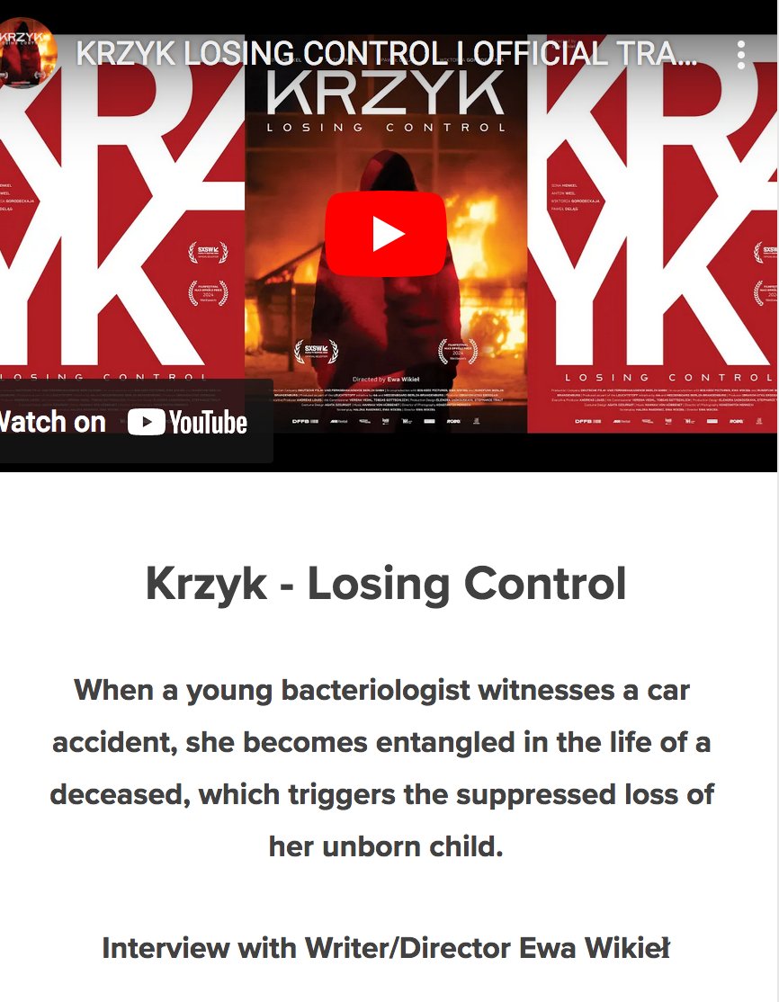 We interview KRZYK - LOSING CONTROL Writer/Director Ewa Wikieł #krzyk #losingcontrol Polish Debute Film/Koszalin-10-15.06 wearemovingstories.com/we-are-moving-…
