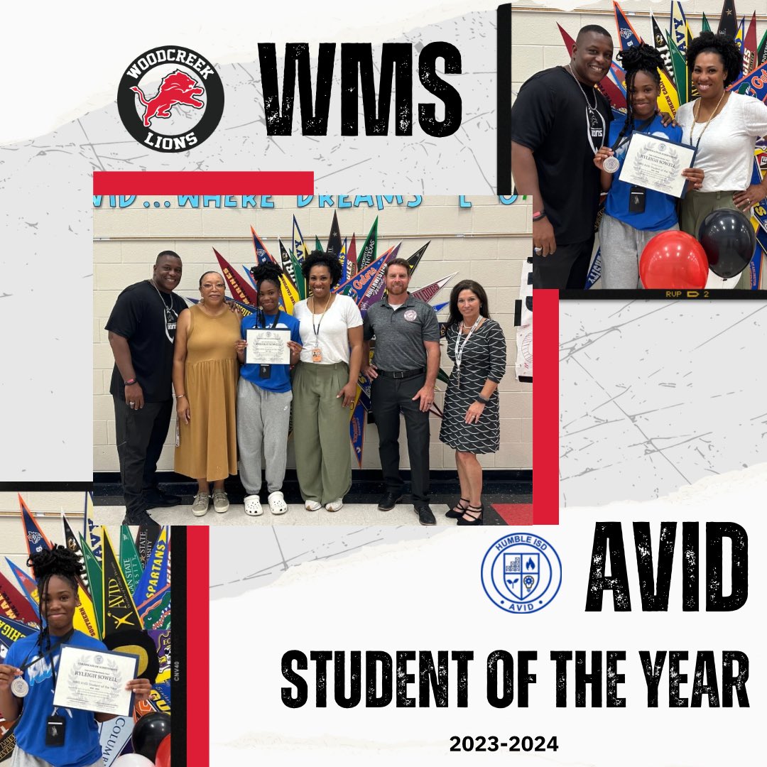 🎉 Thrilled to share Ryleigh Sowell as @HumbleISD WMS AVID Student of the Year! 🌟 Ryleigh's leadership, courage, and dedication are truly inspiring. She's a compassionate and eloquent role model for all students. Way to go, Ryleigh! #ThisIsAVID