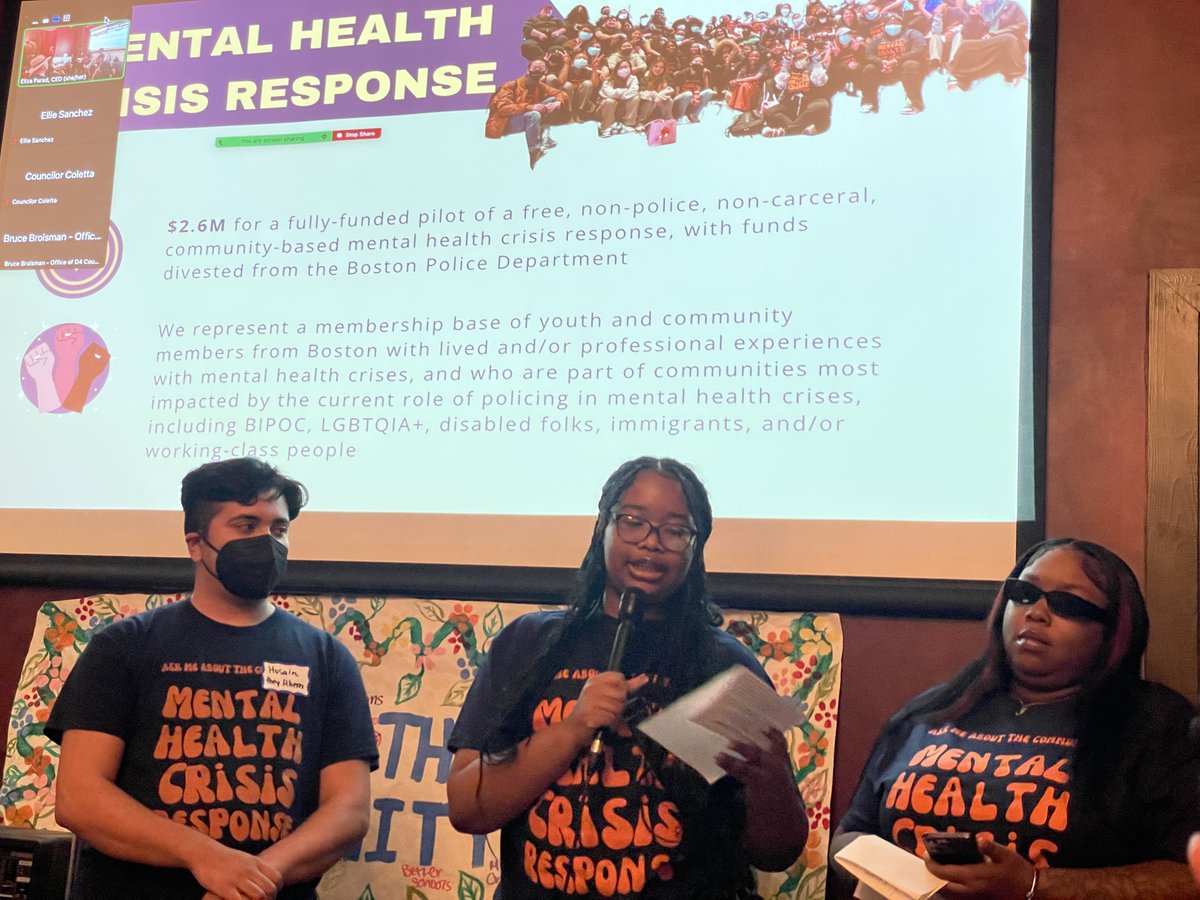 Better Budget Alliance Boston (@bba_boston) on Twitter photo We need $2.6M this year for free, non-police, community-based mental health crisis response! @The_City_School & <a href="/LibHealthBoston/">Boston Liberation Health</a> have developed a non-violent model ready to be funded. Let's build it with funds divested from BPD. đź§µ--> We need $2.6M this year for free, non-police, community-based mental health crisis response! @The_City_School & <a href="/LibHealthBoston/">Boston Liberation Health</a> have developed a non-violent model ready to be funded. Let's build it with funds divested from BPD. đź§µ-->