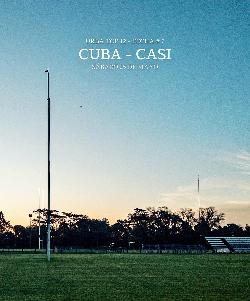 🔜 𝐏𝐑𝐎𝐗𝐈𝐌𝐀 𝐅𝐄𝐂𝐇𝐀.

Este sábado, por la fecha 7 del 𝐔𝐑𝐁𝐀 𝐓𝐎𝐏 𝟏𝟐, recibimos al CASI.

#vamosquevamos 🔵⚫️