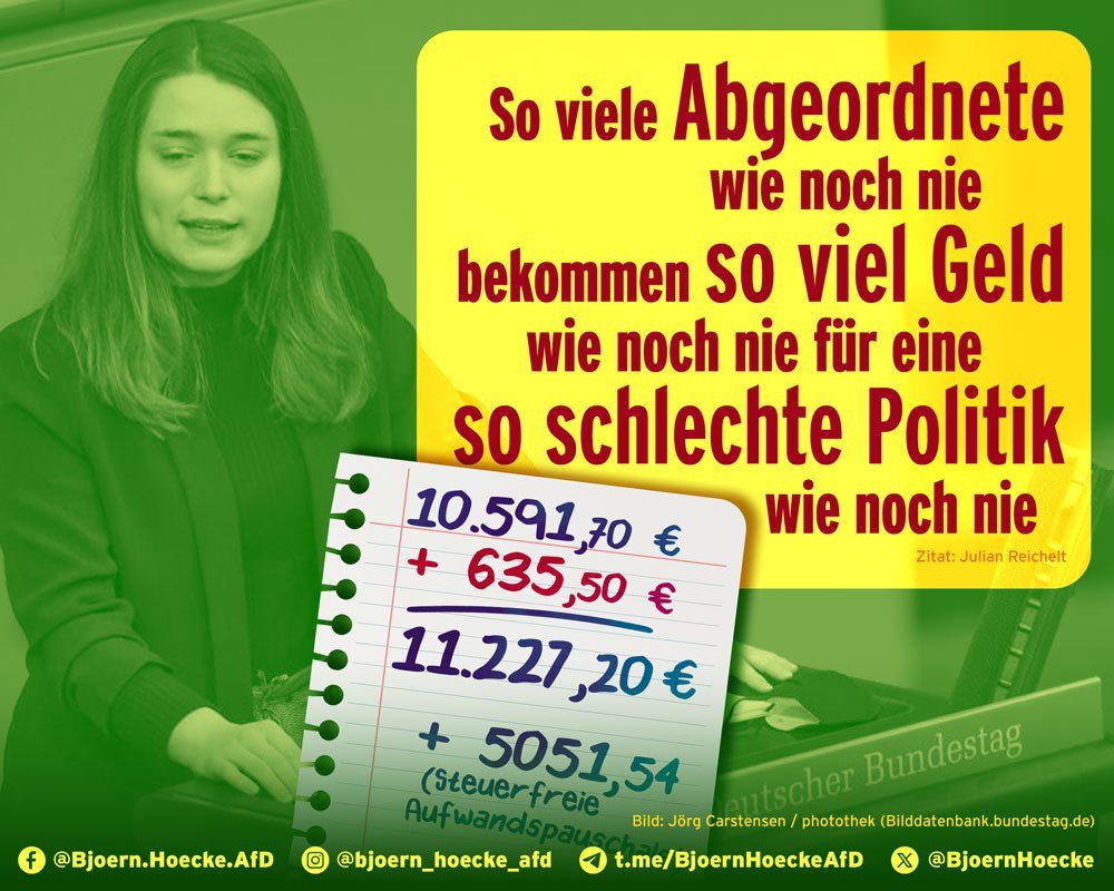 Angesichts von Wirtschaftskrise und Haushaltsloch genehmigen sich die Bundestagsabgeordneten die höchste »Gehaltserhöhung« seit 28 Jahren - inzwischen ohne parlamentarische Debatte und Abstimmung.

Seit 2014 steigen die Diäten im jährlichen Rhythmus automatisch mit dem