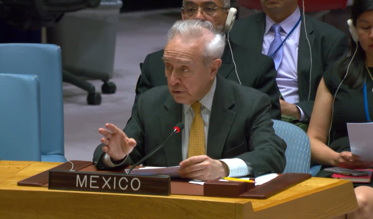 MexOnu's tweet photo. En debate del #CSONU sobre Protección de Civiles en Conflictos Armados, 🇲🇽:
🔹Externó su preocupación por el aumento en la muerte de civiles, especialmente de mujeres y niños;
🔹Condenó los ataques al personal humanitario; y
🔹Reiteró la importancia de restringir el uso del veto. https://t.co/7Io27k33Py